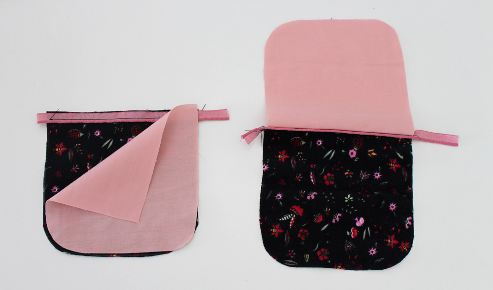 Modificação de moldes: transformando o Vestido Julia em uma mini saia com bolsos traseiros - detalhe da costura dos bolsos traseiros